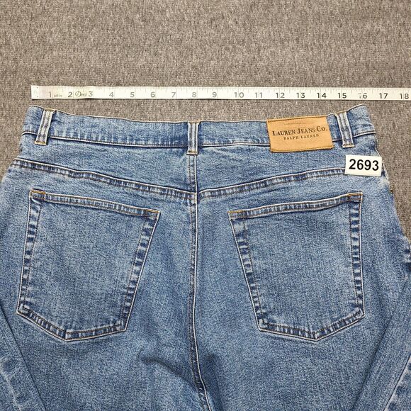 Lauren Jeans Co Ralph Lauren Jeans Womens 14 Blue Stretch Straight Leg High Rise - Picture 7 of 8